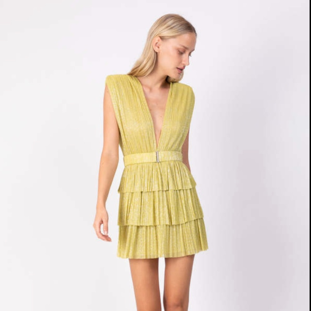 sabina musayev skylar mini dress in lime green
